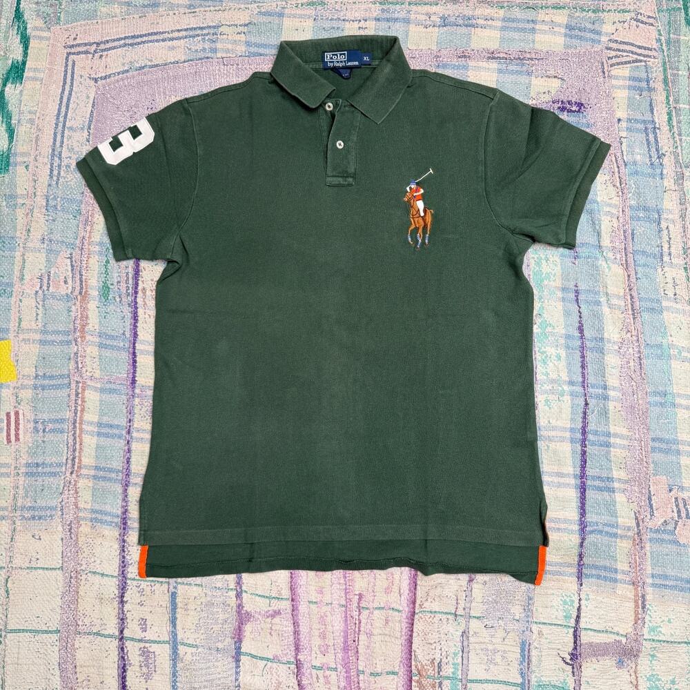 Polo Ralph Lauren Big Pony Polo Shirt XL Green Custom Fit 3